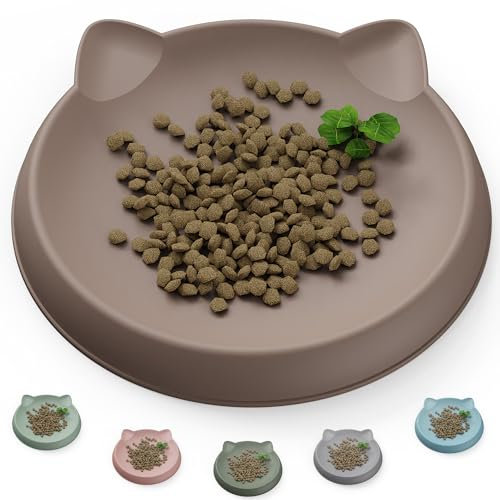 Wingcases - Katzennapf(1pc, 15x15cm, Beige) | Futternapf Katze Silikon | Schutz der Katzenbarthaare | Fressnapf Katze Flach | Teller Breit | Katzen zubehör