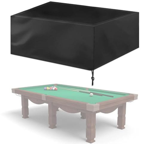Waterproof 210D Oxford Cloth Pool Table Cover for 8FT Billiard Table Tearproof & Heavy Duty Snooker Table Protector Dust Cover for Indoor Use Black Color 260 * 135 * 82cm