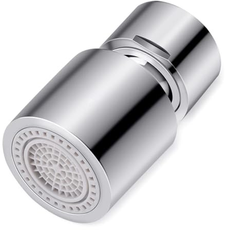 Generic Kitchen Fixtures Faucet Aerator, 360° Swivel Tap Aerator, 2-Flow, Water Saving, Splash-Proof, 22mm, Brass & ABS, Polished, M24x1, Universal Fitting