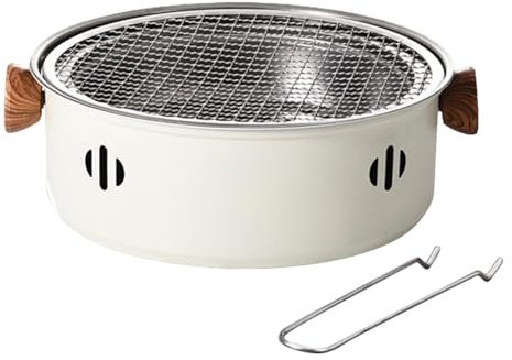 Grill À Charbon Portable – Grills À Charbon En Acier Inoxydable Avec Poignée En Bois | Poêle À Thé Coréen De Camping, Gril De Table Compact Au Charbon De Bois Pour Barbecue De Camping Intérieur Et Ext