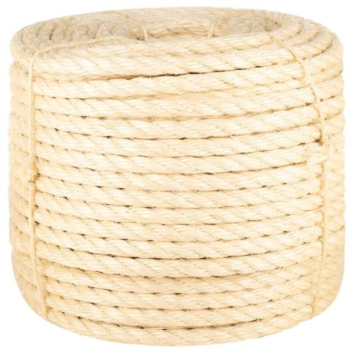 ShGaxin Cuerda 100% sisal 14 mm 25 m, Rollo Mimbre, Cuerda Manualidades, Cuerda Decorativa, para Tejer Crochet, Bobinas De Hilo, Cesta De Cuerda - SPU:155031