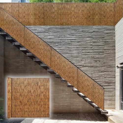 Natürliche Bambus Sichtschutz Schilfzaun Schilfrohrmatte Für Hinterhof Patio Gartenzaun Dekorationen Zaun(120x500cm(3.9x16.4FT))