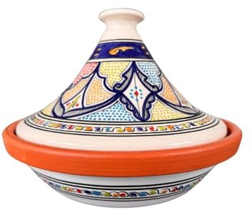 Tajine gemustert grün/weiß, schlanker Deckel - 30 cm