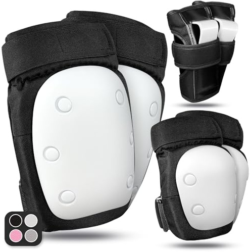 LeapBeast Knieschoner, Ellbogenschützer und Handgelenkschützer für Erwachsene&Kinder Protektoren Set [6pc] für Schutzausrüstung zum Inliner Skaten, Skateboarden, Scooter Fahren, BMX (Weiß, S)