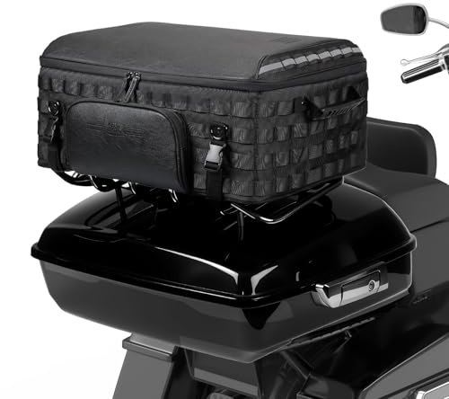 KEMIMOTO Motorcycle Travel Luggage 53L Trunk Rack Tail Bag Helmet Bag Compatible with Touring Trike Models Road King Street Glide Road Glide