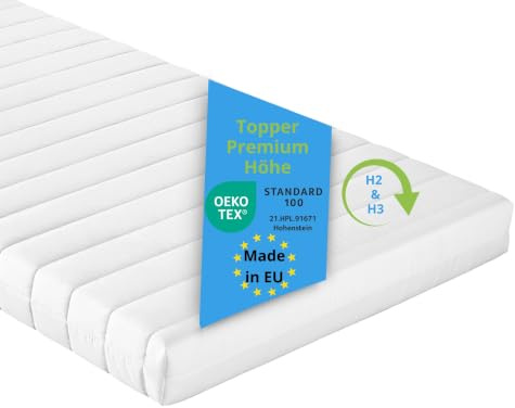 Bodyprotect Matratzentopper 80x200 cm, 10 cm hoch, H2 & H3 | Kaltschaum Matratzen, Mattress Topper, Matratzenauflage 80 x 200 cm, Made in EU, Waschbar, OEKO-TEX