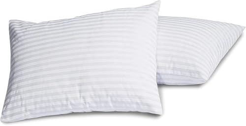 Haani Pack Hotel Quality Side Sleeper Bounce Back Bed Pillows Hypoallergenic & Breathable High-Resilience Filling (STRIPE PILLOWS 2 PACK)