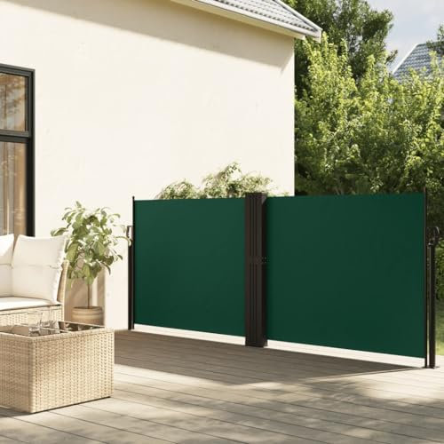 Home & Garden, Toldo lateral retráctil para muebles, color verde oscuro, 140 x 1000 cm