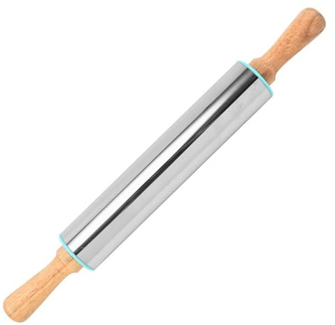 rflaueo 1pc Stainless Steel Rolling Pin Rolling Pin Non Stick Surface 17 inches Professional Dough Roller Pin for Baking Cookie Chapati Pastry Pizza Pie Crust(U317-1)