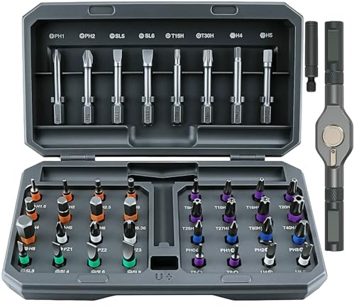42-in-1 Magnetic Ratchet Screwdriver Set Multi Bit Ratcheting Torx Kits | High Magnetic Professional Repair Tool Kit with Storage Case for for Electronics PC Building Furniture Repair Home DIY