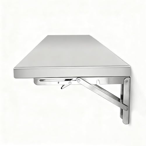 Generico Tavolo Pieghevole Da Parete In Acciaio Inox, Tavolo A Ribalta Da Lavoro Pieghevole Per Piccoli Spazi, Scaffale A Muro Richiudibile Da Cucina(50x40cm/20x16in)