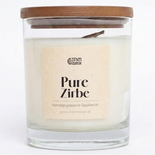 Zirbenkerze Pure Zirbe | Zirbenduftkerze - Handgemachte Kerze aus reinem Sojawachs & reinem Zirbenöl