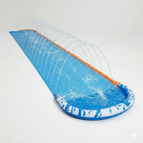 BANZAI Speed Blast Water Slide – XXL Wasserrutsche für Kinder (4,88 m) – Rutschbahn mit Wasserstrahlen & Splash-Pool – Das ultimative Sommer-Gartenspielzeug