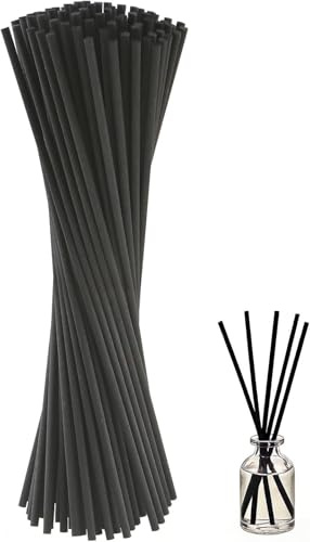 Muexoee 100 Pcs Black Rattan Reed Diffuser Sticks, 7.8 Inch Diffuser Refill Sticks, Decorative Reeds for Diffusers, Essential Oil Aroma Replacement Sticks for Home