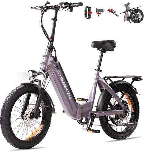 Cyseekin C20 E Bike Klapprad, 20x3.0 Fatbike mit Hydraulische Bremsen, 48V 15.6Ah Akku bis 120km, 250W Motor 25km/h Ebike, LCD Farbdisplay 7-Gang Elektrofahrrad für Damen Herren