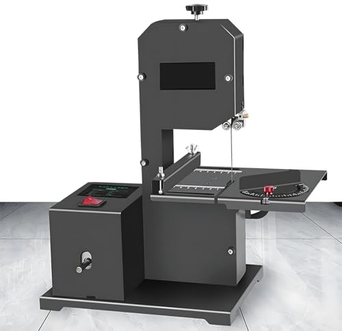 Eiwitany Sega a Nastro Professionale da banco, Altezza di Taglio 70 mm, Piano in Metallo inclinabile da 0 a 45°, Sega a Nastro per la Lavorazione del Legno Ideale per Piccole officine.