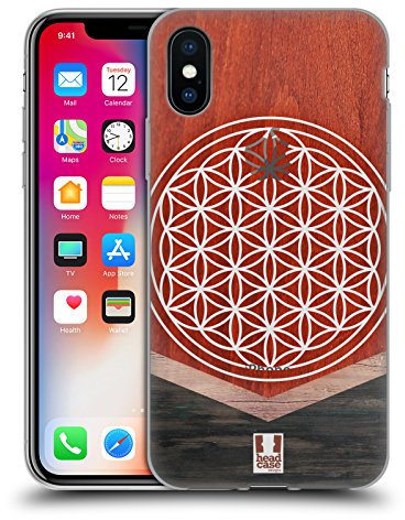Head Case Designs Fleur De Vie Empreintes en Bois Géométriques Coque en Gel [Protection de Qualité Militaire] Compatible avec Apple iPhone X/iPhone XS
