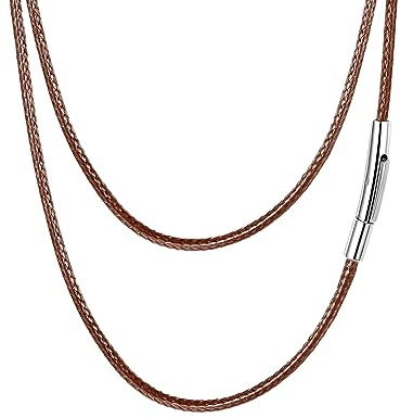 FaithHeart Lederkette Herren Damen Lederband 1,5/2/3MM Lederhalsband Ohne Anhänger Kunstleder Kette mit Verschluss Schwarz Leder Halskette 40CM-75CM wählbar Personalisierbares Lederband Schmuck