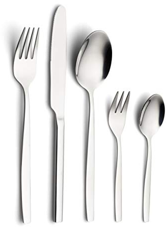 ECHTWERK Positano-Silber Edition, 30 pezzi, per 6 persone, 18/10, lucido, acciaio inox, set di posate, decorazione della tavola per matrimoni, scatola di immagazzinaggio inclusa