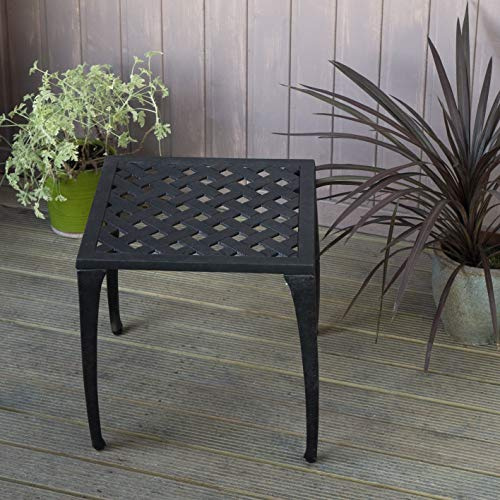 Lazy Susan Willow 45 cm quadratischer Beistelltisch, wartungsfrei, leicht, wetterfest, Sandguss-Aluminium, Antik-Bronze
