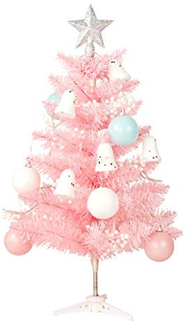 Alberi di natale RENRUIRUI Rosa 60 Cm Piccolo Tavolo con Ornamenti Natalizi for La Casa Tavolo da Pranzo Camino Scrivania