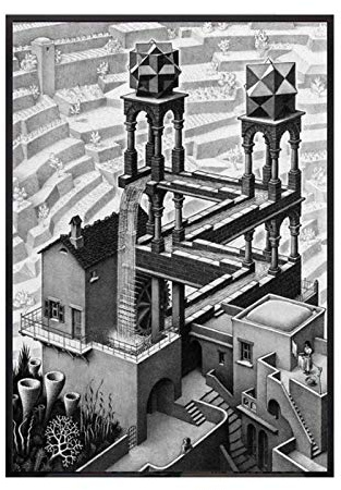 Wasserfall MC Escher Kunst Leinwand Poster Home Wanddekoration Bilder Leinwanddrucke Wandkunst Poster und Drucke Druck auf Leinwand-50x70cm Kein Rahmen