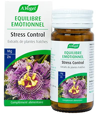 A.VOGEL - Complément alimentaire Stress control - Favorise le sommeil sain et l'équilibre mental - Réduit les angoisses - Enrichi en magnésium et zinc - Extrait de passiflore - 30 comprimés
