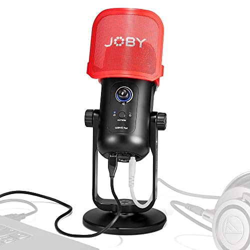 JOBY Wavo POD USB-Kondensatormikrofon für PC, Streaming USB Mikrofon, Gaming Podcasts, mit Stummschaltung, Verstärkungsregelung, Live-Überwachung, Plug-and-Play für PC und Mac
