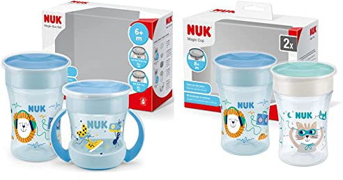 NUK Magic Cup & Mini Magic Cup Trinklernbecher, Duo-Set | auslaufsicherer 360°-Trinkrand | ab 6 Monaten | BPA-frei | 160 ml & 230 ml | blau | 2 Stück