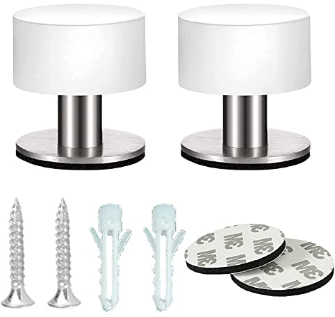 2 Pezzi Fermaporta in Acciaio Inossidabile, Ferma Porta da Pavimento, Fermaporta Autoadesivi in Acciaio Inox, per Tutti Pavimenti Duri per Proteggere Porte Pareti e Mobili