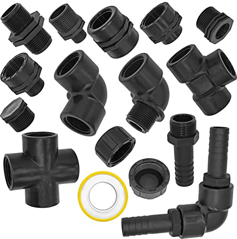 Winkel 90° Grad aus Kunststoff PP 1 Zoll Innengewinde Außengewinde IG x AG DN25 Gewinde Fitting Trinkwasser geeignet Rohr Verschraubung Kupplung Bogen Anschluss L Stück