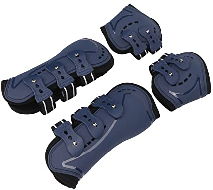 Streichkappen mit Offener Vorderseite für Pferde, Einfach zu Tragen, Bequeme Pferdesehnenkappen, Belüftungslöcher, Robuste PU-Schale, Stabiles 4er-Set, Verstellbar für Pferde für das Training (Groß)