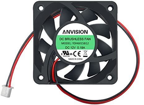ANVISION 60mm x 15mm DC 12V Brushless Cooling Fan, Dual Ball Bearing