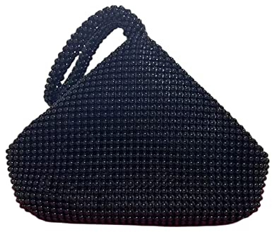 Vgift Women Beaded Wristlet Clutch Evening Bags Sparkly Bedazzled Dressy Purse for 1920s Party Prom Cocktail, Black