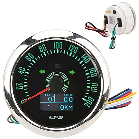 Yctze 3 in 1 GPS Varvräknare 200MPH 85mm 932V 7 Färg Ba Varvräknare GPS Motorcykel Hastighetsmätare,GPS Hastighetsmätare GPS Hastighetsmätare Digital Hastighetsmätare Mar (Svart urtavla)