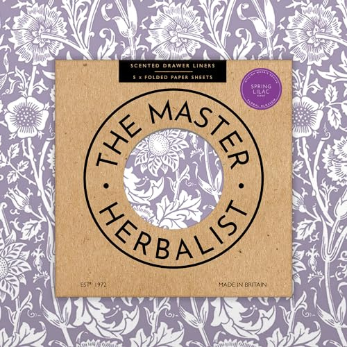 Lilac Scented Drawer Liners in a Purple William Morris Design | Gift Pack of 5 Large Folded Sheets (60 x 42cm) | Contains Essential Oils | Made in UK by The Master Herbalist