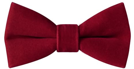 HOULIFE Boys Kids Pre-tied Bowtie Velvet Solid Color Formal Tuxedo Bow Tie for Toddlers Children Youths Dress Up (Burgundy)