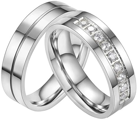 Molioaki Verlobungsring Paar Silber 925 Paar Ringe mit Gravur Personalisierte Ringe mit Zirkon Partnerringe für Sie und Ihn Paar Geschenke für Ehefrau Mann Freundin Freund (Form 7)