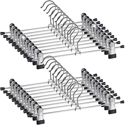 Hosenbügel, 30 Stück Kleiderbügel aus Metall, Kleiderbügel mit 2 rutschfesten Clips, platzsparend, Kleiderbügel für Hosen, Röcke mit Trägern (30 Stück)