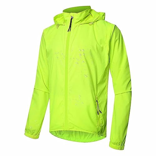 Fahrradjacke Mit Abnehmbaren Ärmeln Damen Herren Winddicht Wasserdicht Sommer UV-Schutz Laufjacke Windjacke Damen Herren Softshelljacke Atmungsaktive Radjacke Regenjacke Radsport Jacke,Green-XXL