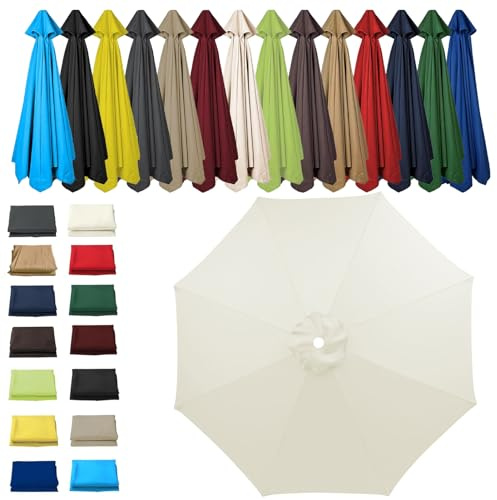 HonunGron Replacement Parasol Canopy 2M 2.7M 3M + 6 Arms/8 Arms Replacement Parasol Fabric Cover For Garden Umbrella Cantilever Parasol Waterproof Anti-ultraviolet (8 ribs-3m(9.8ft),Beige)