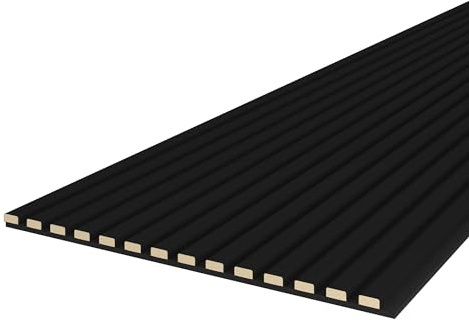 Leiste24 Akustikpaneel 2400 x 600 mm Schwarz Schwarz | Lamellenverkleidung mit schwarzem Akustikfilz, Wandverkleidung im Lamellendekor Schwarz für moderne Innenräume