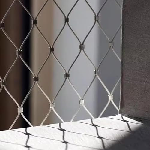 JIwqDY Seilnetz Aus Edelstahl 304, Sicherheitsnetz für Balkon 8cm Mesh Flexibles Edelstahlgewebe, Schutznetze aus Edelstahl(1x7m/3.28x22.96ft)