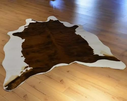 SYLUOQP Kuhfell Kunstfell Teppich Rinderfell Fell Fellimitat 200 * 140cm Weiß/Braun Variation,Braun
