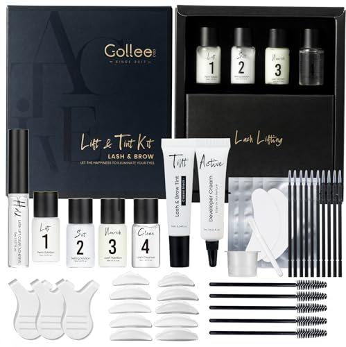 GOLLEE Lash Lift and Black Color Kit Brow Lamination Kit Black Eyelash & Eyebrow Set Eyelash Perm Kit With Detail Instruction and Complete Tools Easy For Beginner Achieve Salon-Quality at Home