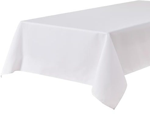 BALCONY & FALCON Rechteckige Oxford-Tischdecke Wasserdicht und Schmutzabweisend, Maschinenwaschbar für Hochzeiten, Feiertage, Restaurants, Partys und Gärten - Weiß 145 x 300 cm