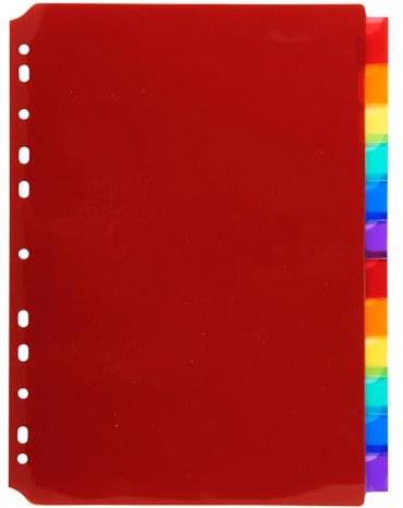 Exacompta - Ref. 3912E - Caja de 10 separadores de polipropileno translúcido con 12 pestañas neutras, con puerta de etiqueta, viene con una tabla de etiquetas desmontables - Tamaño A4
