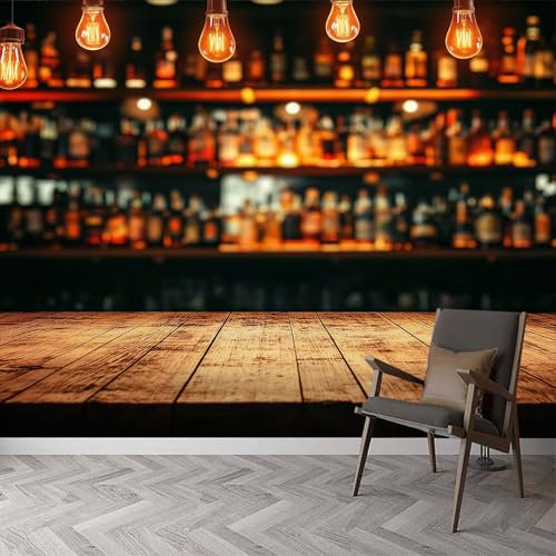 Fototapeten Bar Im Vintage Stil Wandtapete B200 x H140 cm, Retro Stil Vliestapete Wandbilder Tapete 3D Effekt für Wohnzimmer Schlafzimmer Kinderzimmer Wanddekoration Kindertapete