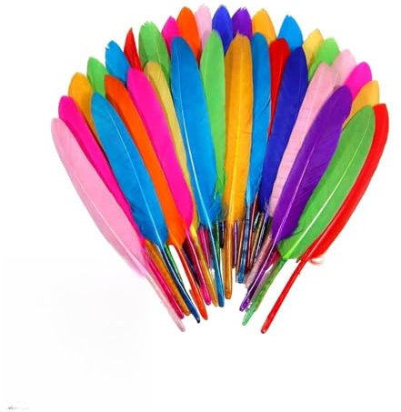 Kisstta 30 Stück Federn Zum Basteln, Bunte Federn, Bunte Bastelfedern Natürliche Feder 10-15cm läng Kopfschmuck Federblumen für DIY Handwerk Dekoration, Schulhandwerk