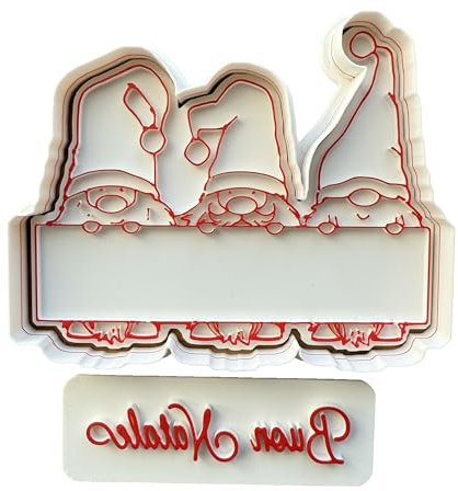 Tagliabiscotti.it - Gnomi Buon Natale - Cookies cutter - Formina - Stampo per creare biscotti o decorazioni torte in pasta di zucchero - 10cm x 8cm x 1,2cm